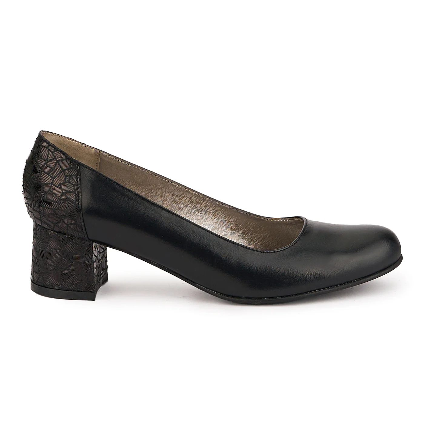 Pantofi dama din piele naturala neagra cu toc mic 4.5 cm 16767