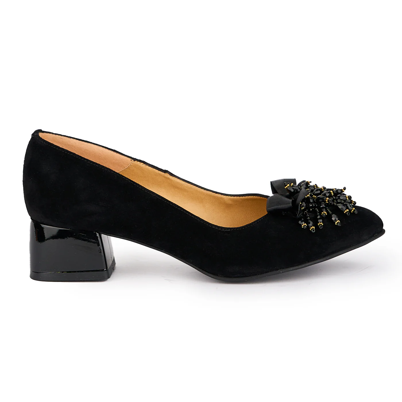Pantofi dama din piele naturala neagra cu toc mic 4.5 cm 16925