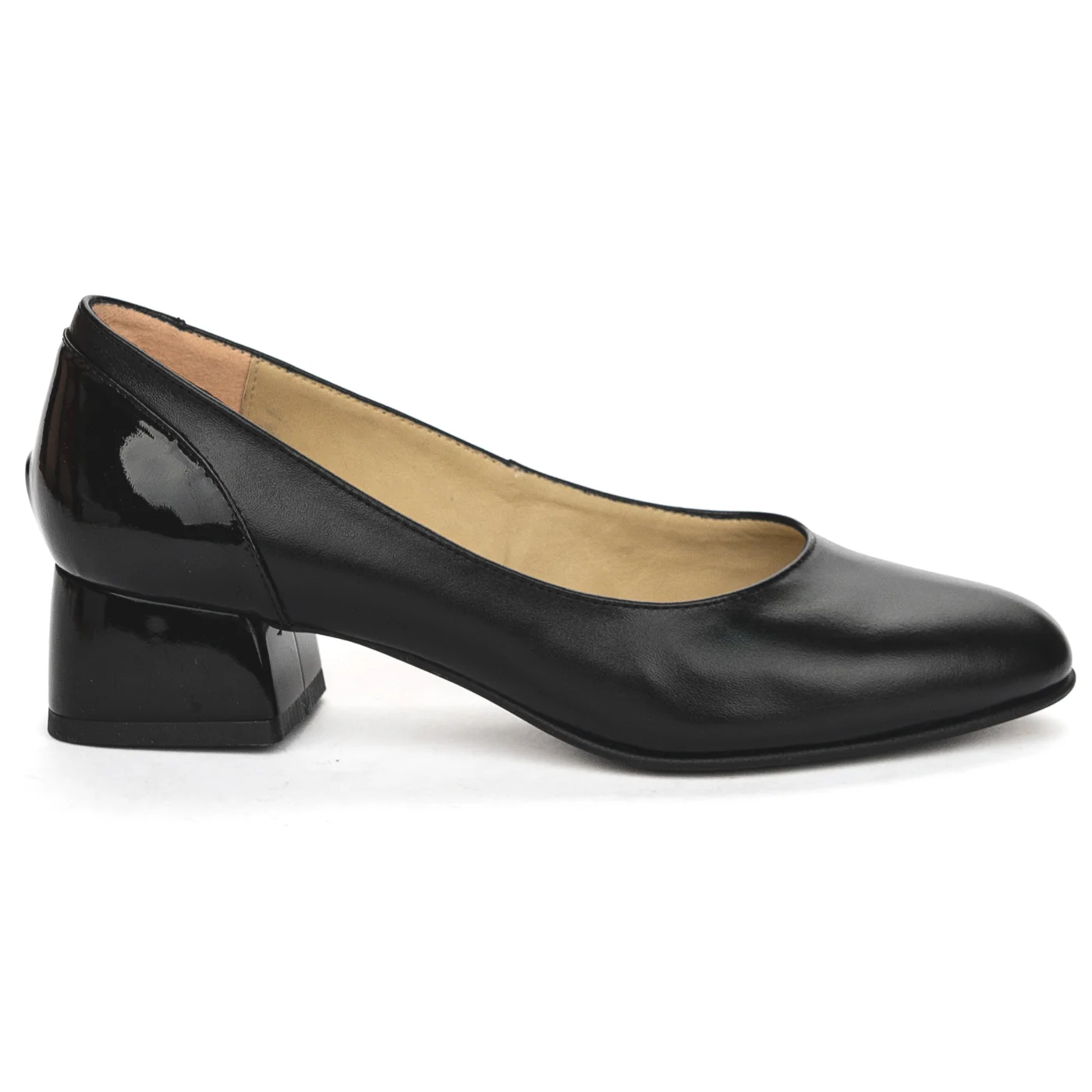 Pantofi dama din piele naturala neagra cu toc mic 4 cm 13820