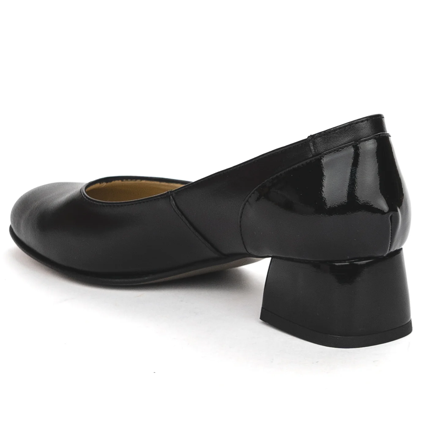 Pantofi dama din piele naturala neagra cu toc mic 4 cm 13820 - Image 2