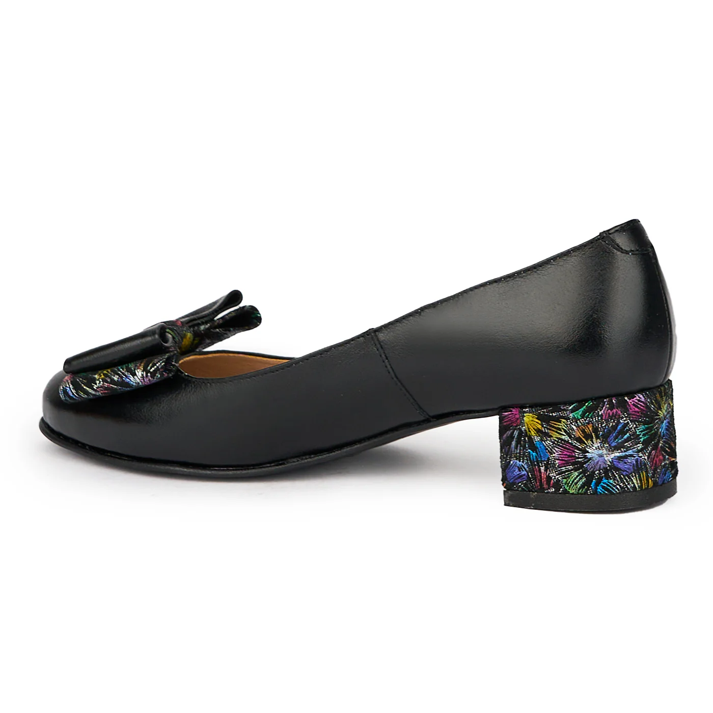 Pantofi dama din piele naturala neagra cu toc mic 4 cm 15503 - Image 2