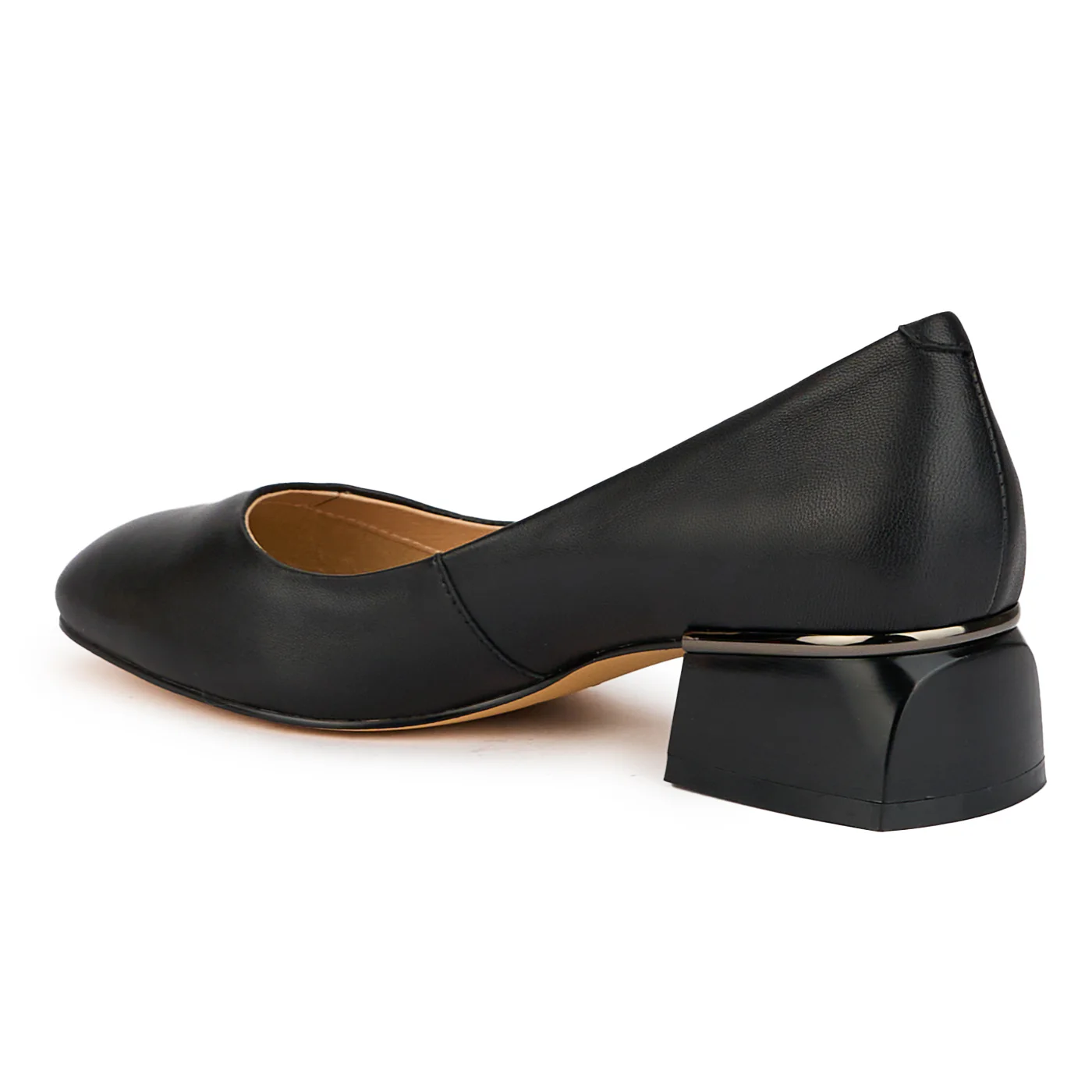 Pantofi dama din piele naturala neagra cu toc mic 4 cm 16089 - Image 2