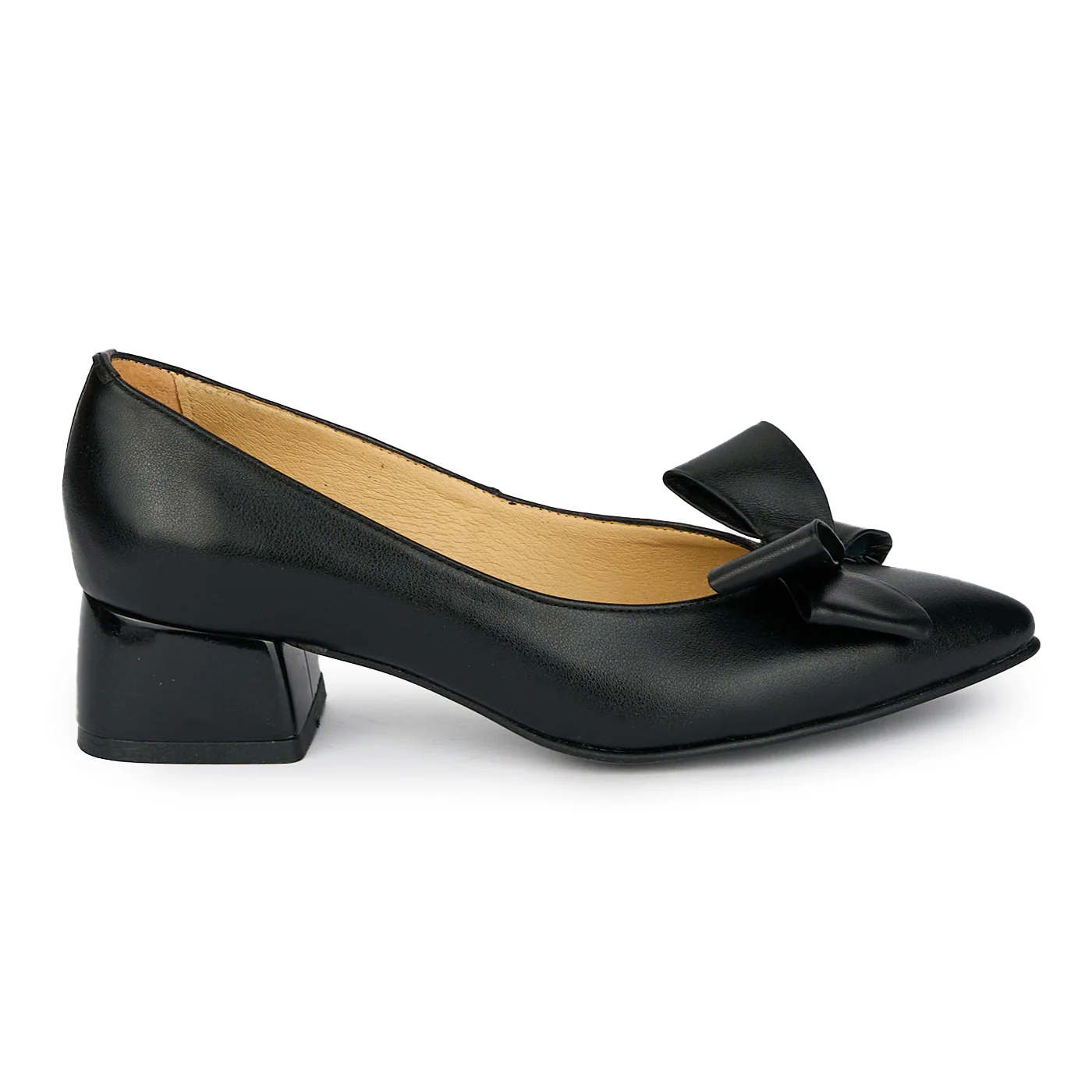 Pantofi dama din piele naturala neagra cu toc mic 4 cm 16685