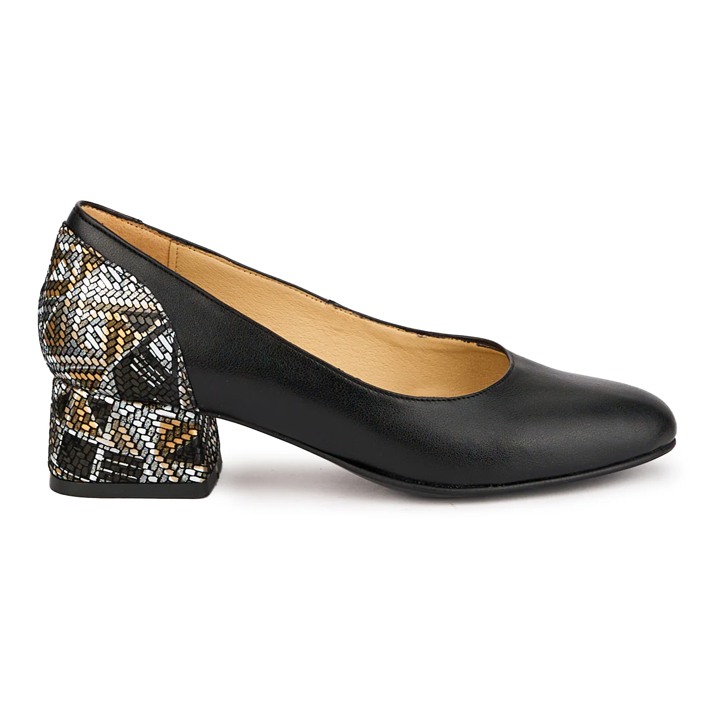 Pantofi dama din piele naturala neagra cu toc mic 4 cm 16687