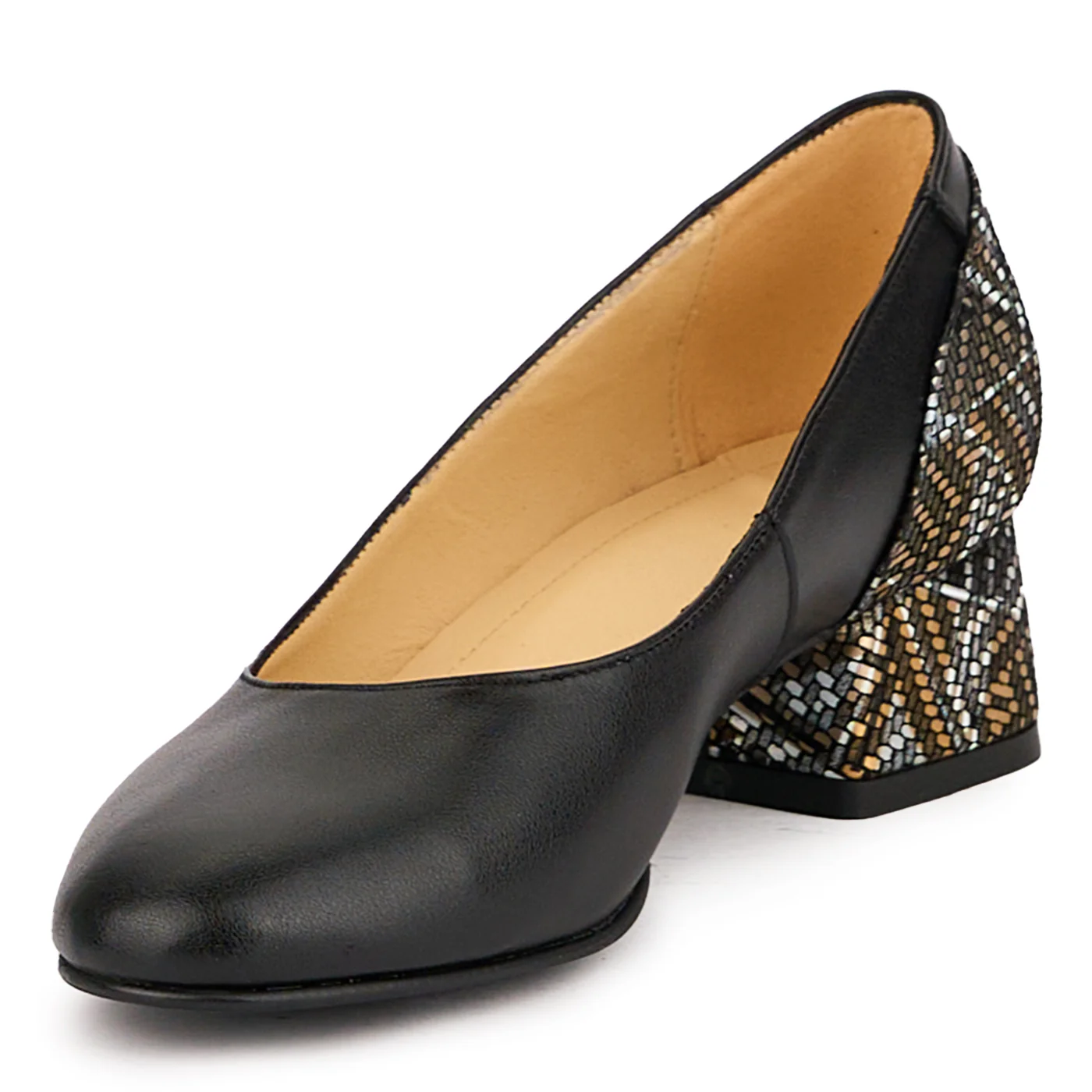 Pantofi dama din piele naturala neagra cu toc mic 4 cm 16687 - Image 3