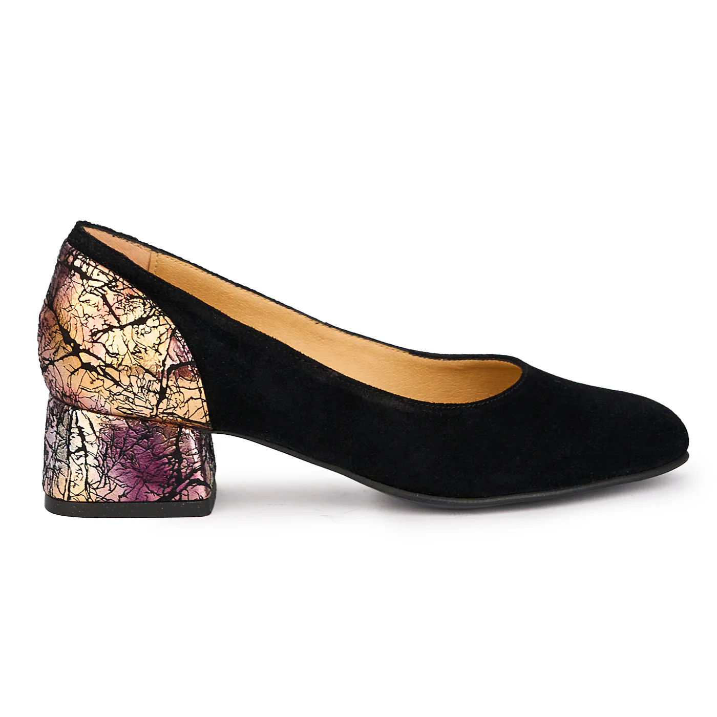 Pantofi dama din piele naturala neagra cu toc mic 4 cm 16924