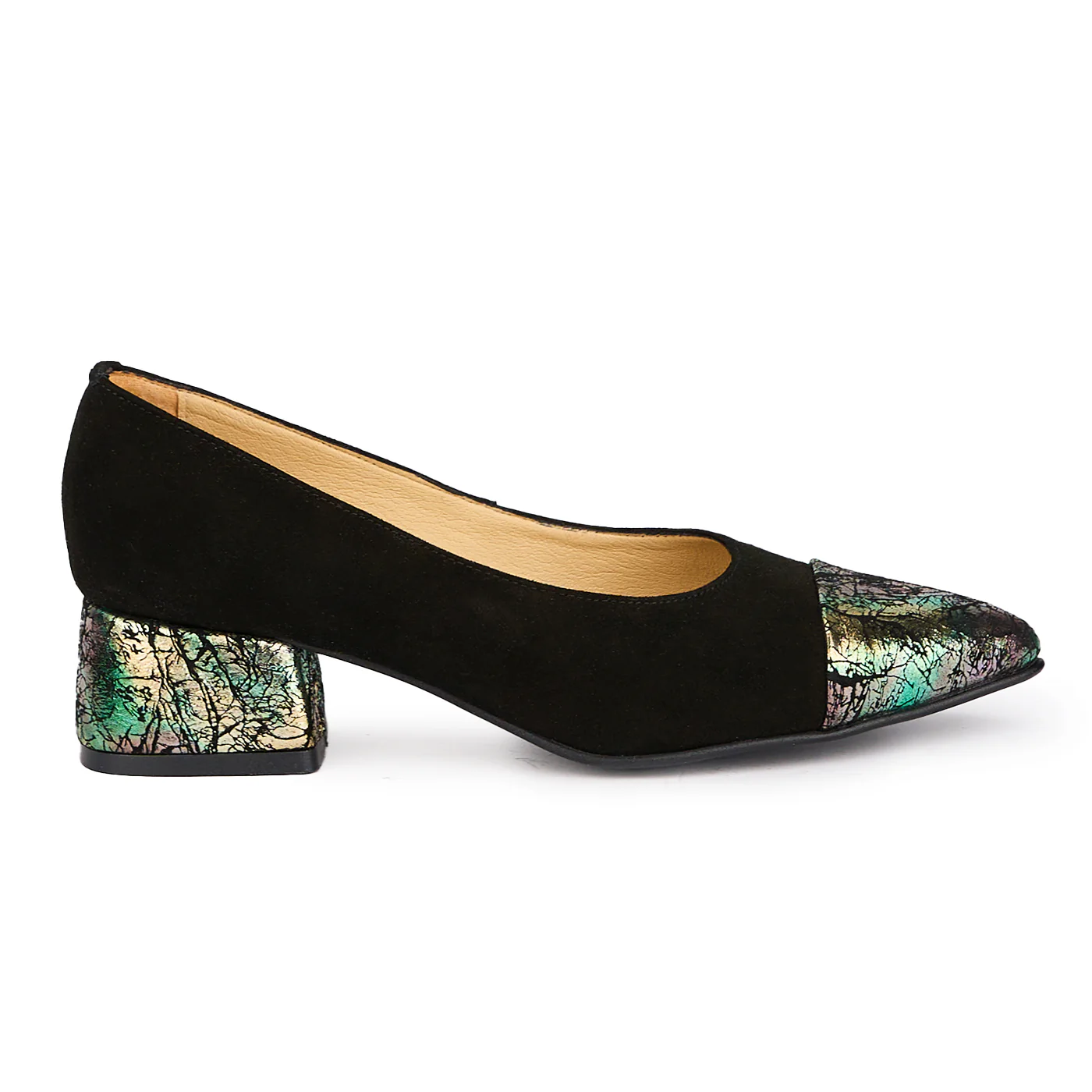 Pantofi dama din piele naturala neagra cu toc mic 4 cm 17105