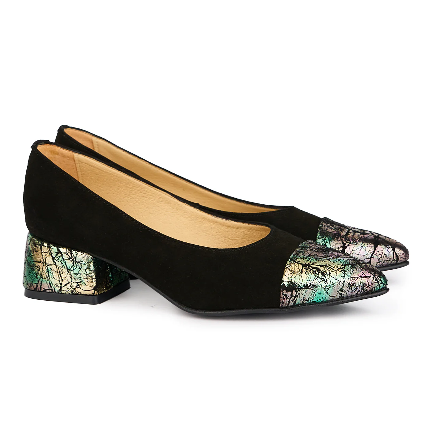 Pantofi dama din piele naturala neagra cu toc mic 4 cm 17105 - Image 4