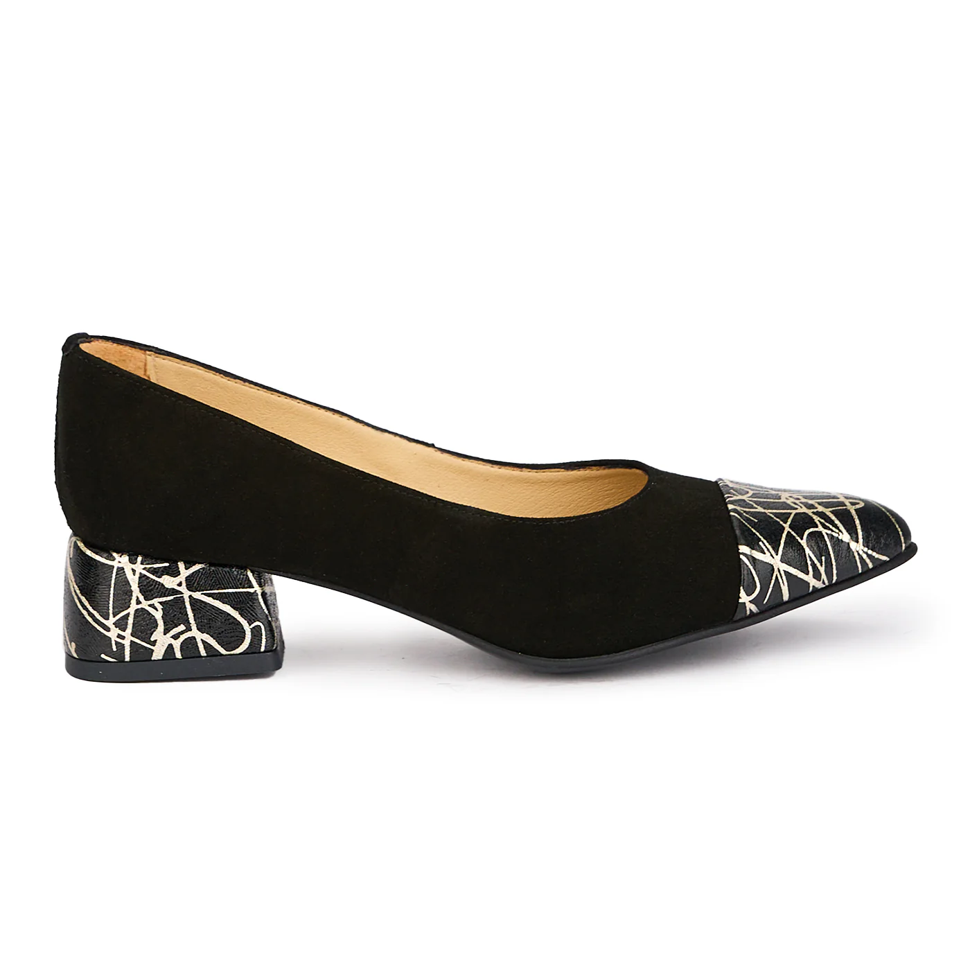 Pantofi dama din piele naturala neagra cu toc mic 4 cm 17106
