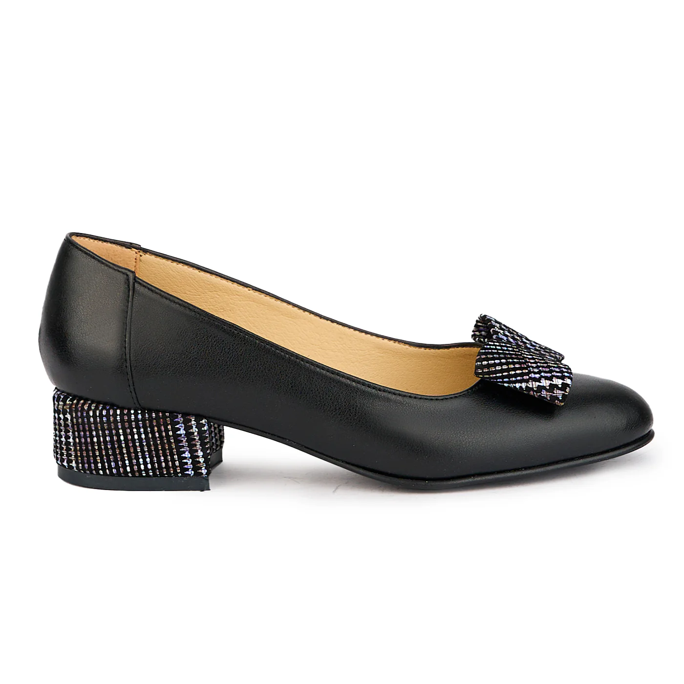 Pantofi dama din piele naturala neagra cu toc mic 4 cm 17248