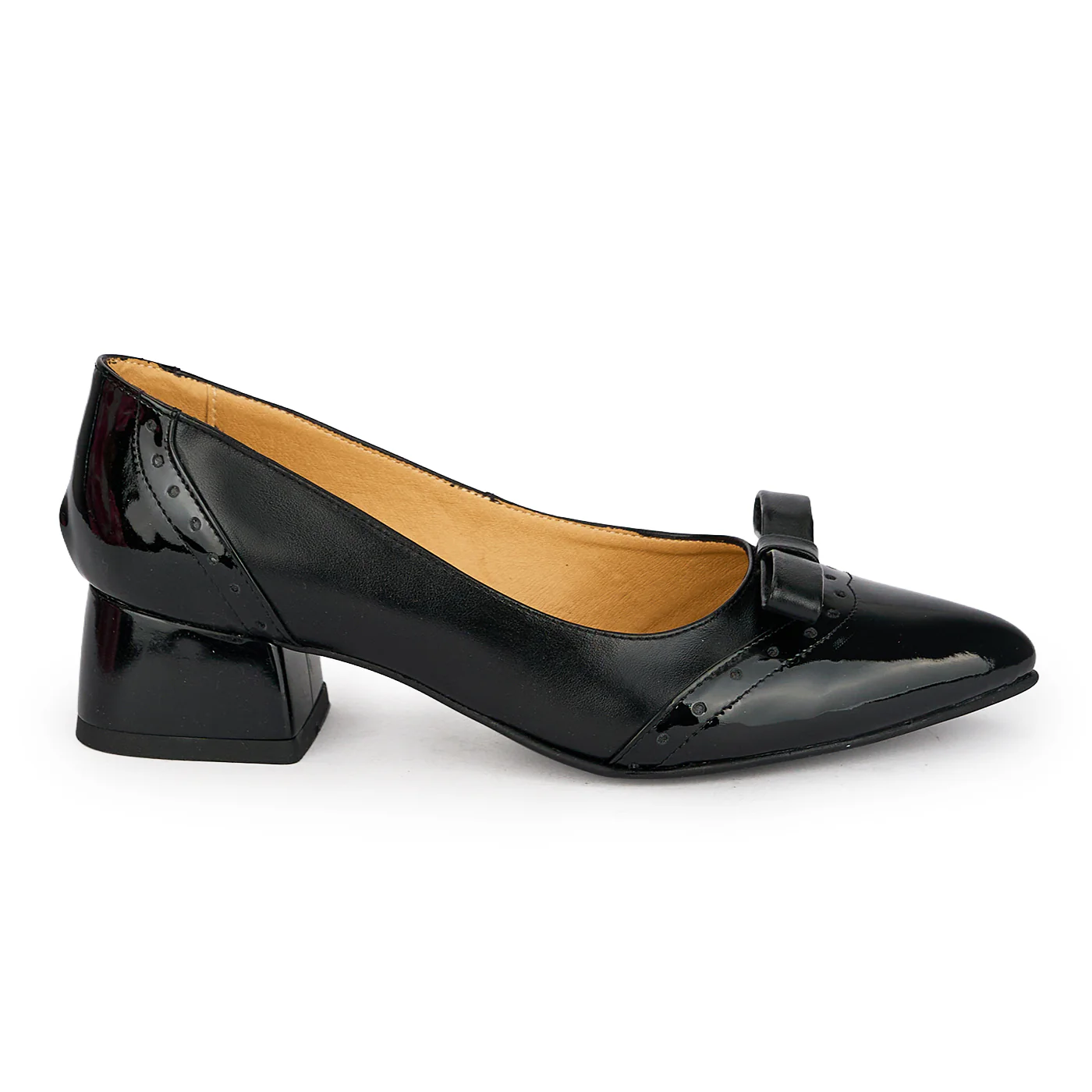 Pantofi dama din piele naturala neagra cu toc mic 4 cm 19921