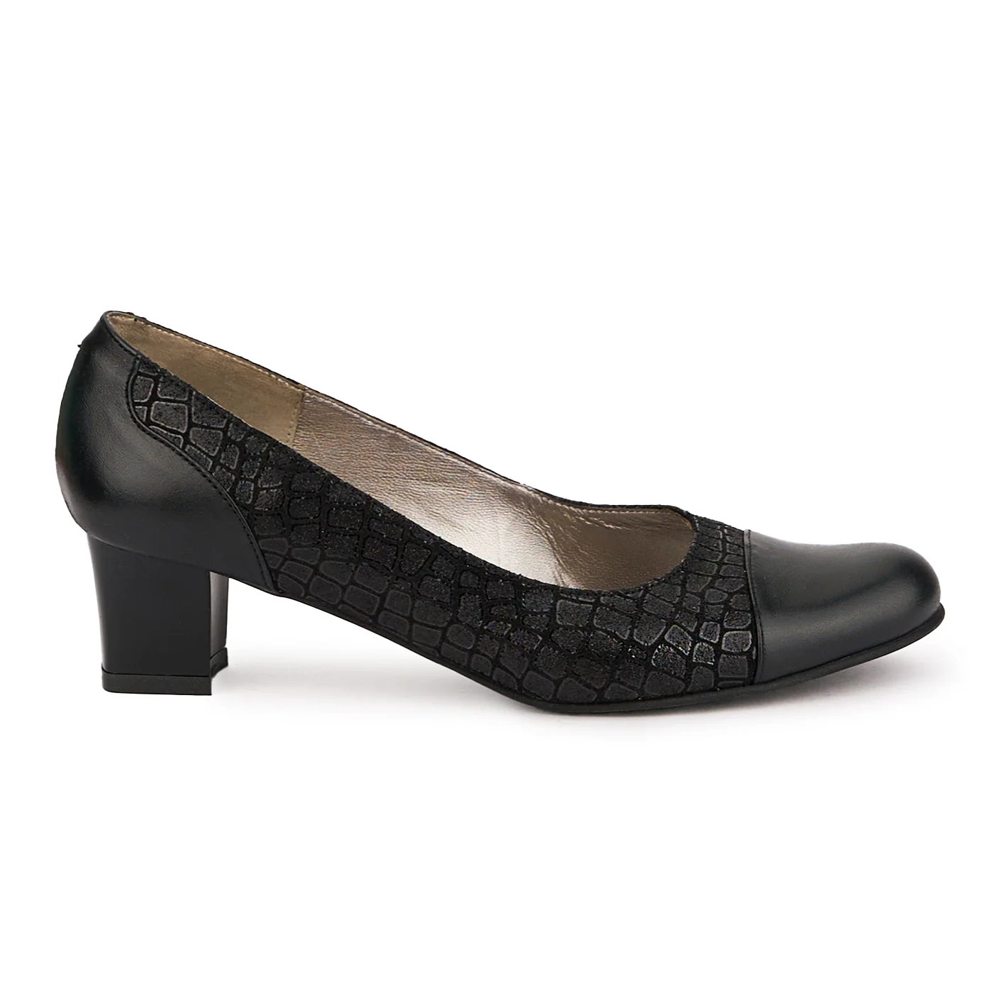 Pantofi dama din piele naturala neagra cu toc mic 5 cm 16741