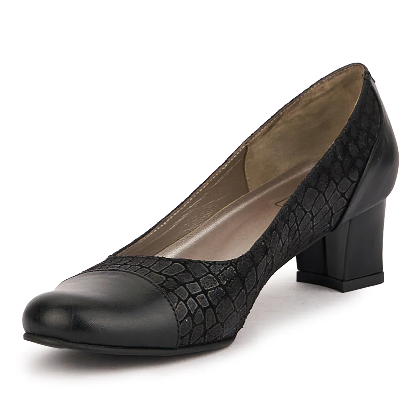 Pantofi dama din piele naturala neagra cu toc mic 5 cm 16741 - Image 3
