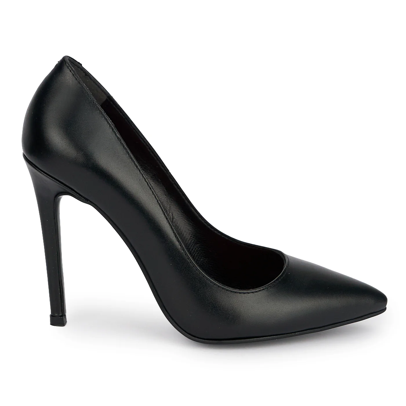 Pantofi dama din piele naturala neagra cu toc subtire 10 cm 19194