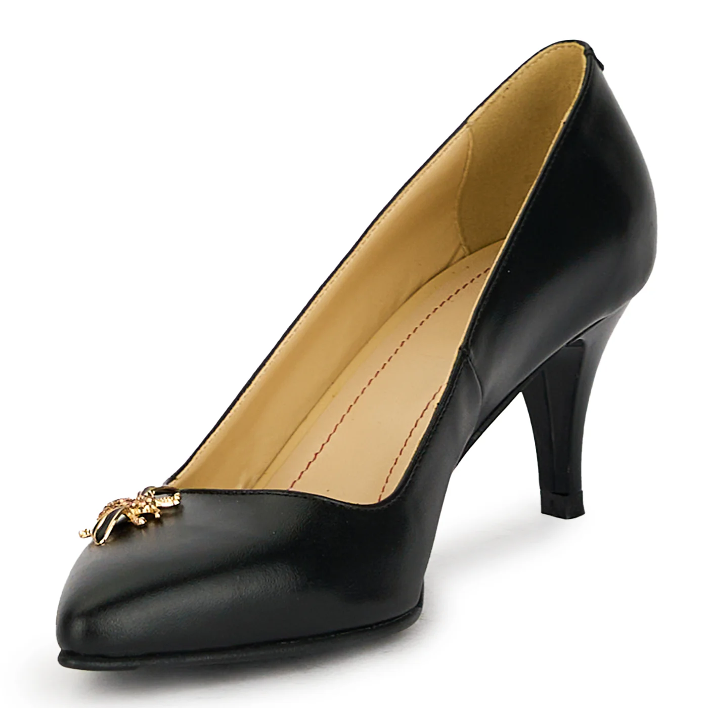 Pantofi dama din piele naturala neagra cu toc subtire 17497 - Image 3