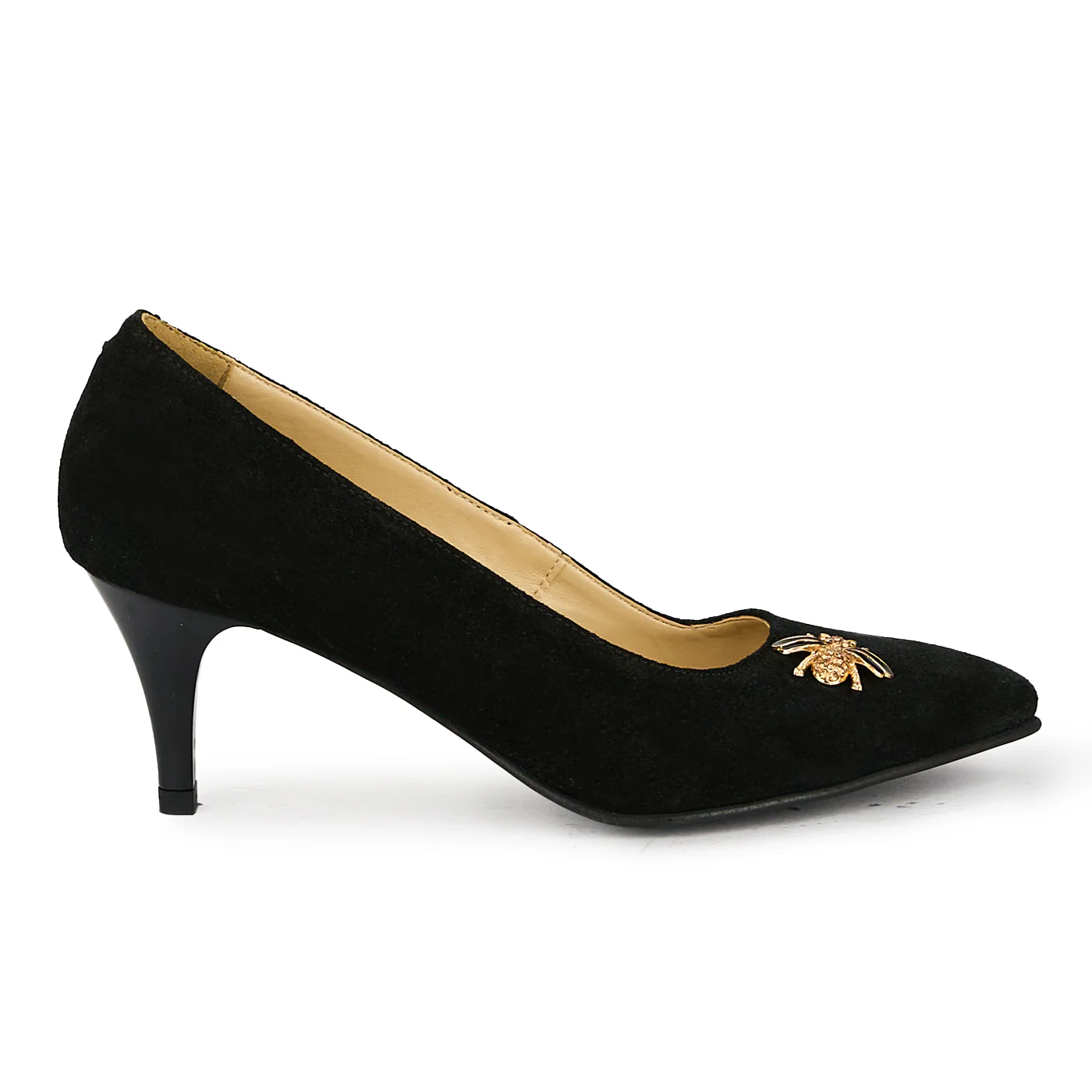 Pantofi dama din piele naturala neagra cu toc subtire 17498