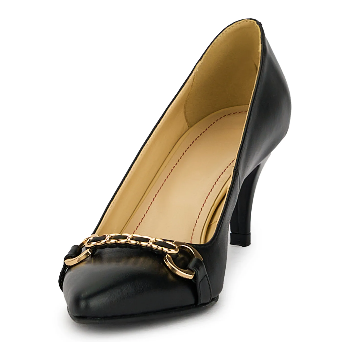 Pantofi dama din piele naturala neagra cu toc subtire 17524 - Image 3