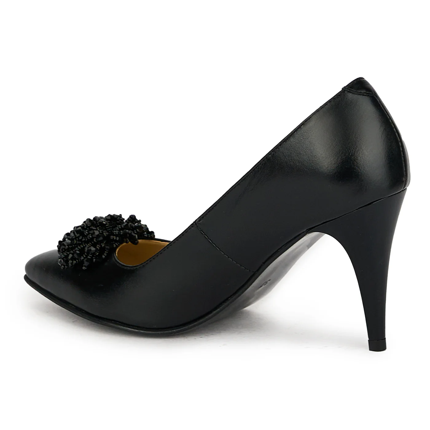 Pantofi dama din piele naturala neagra cu toc subtire 17525 - Image 2