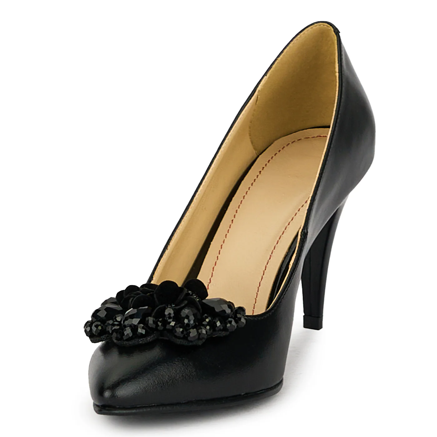 Pantofi dama din piele naturala neagra cu toc subtire 17526 - Image 3