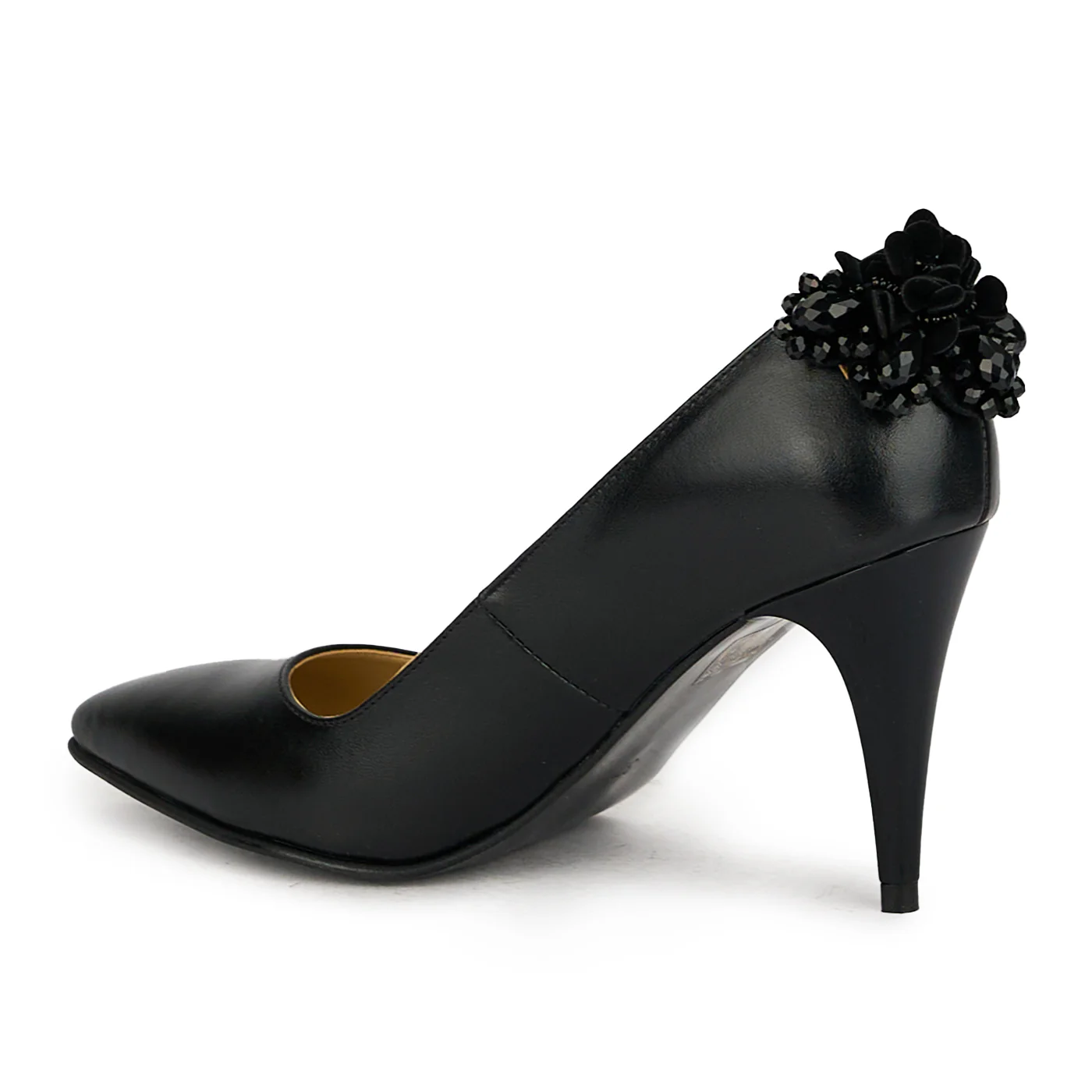 Pantofi dama din piele naturala neagra cu toc subtire 17531 - Image 2