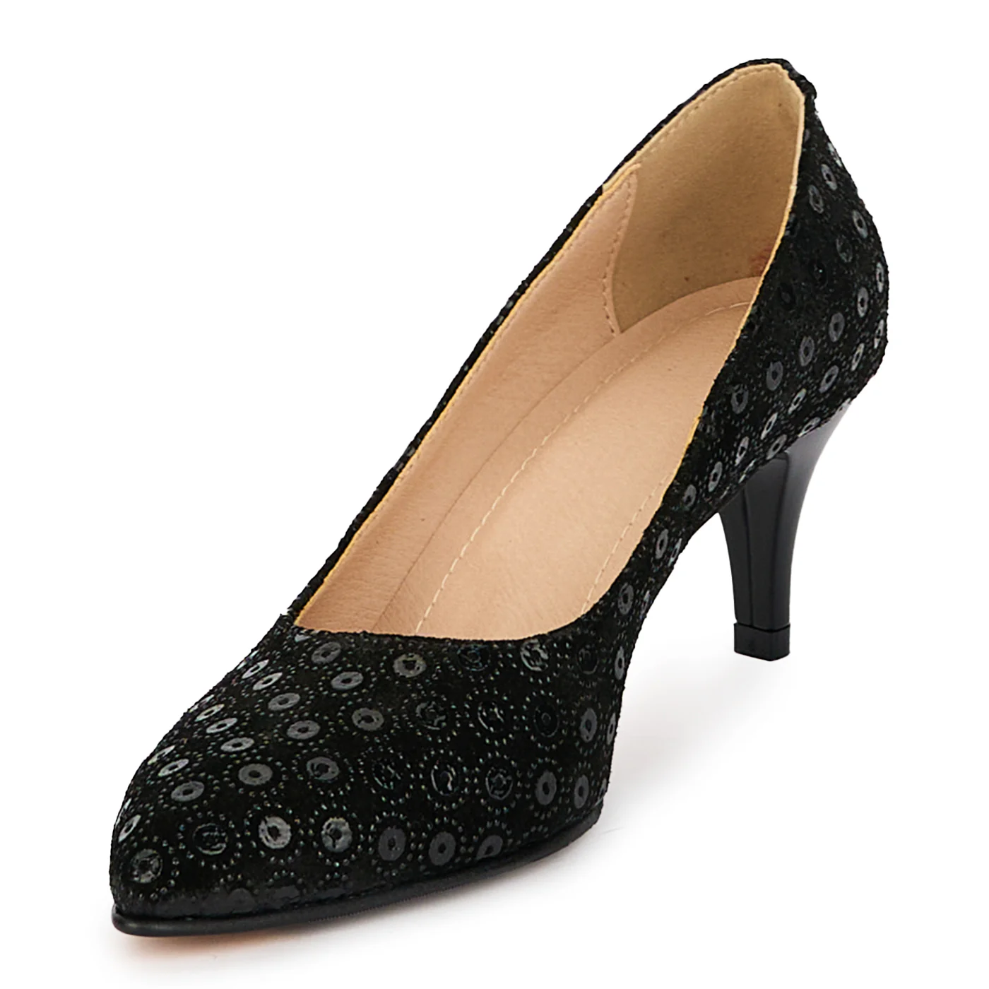 Pantofi dama din piele naturala neagra cu toc subtire 6 cm 18193 - Image 3