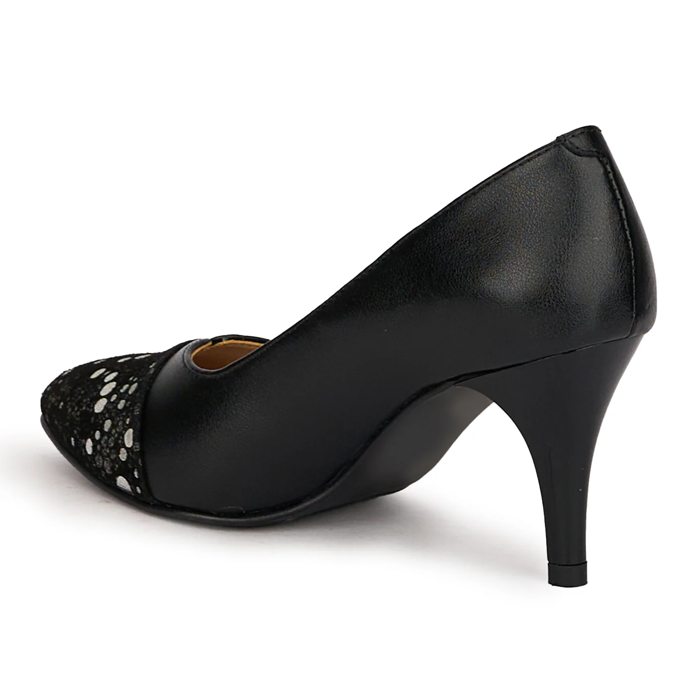Pantofi dama din piele naturala neagra cu toc subtire 7.5 cm 18778 - Image 2