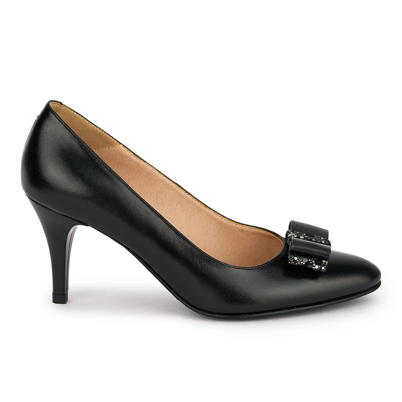 Pantofi dama din piele naturala neagra cu toc subtire 7.5 cm 18854