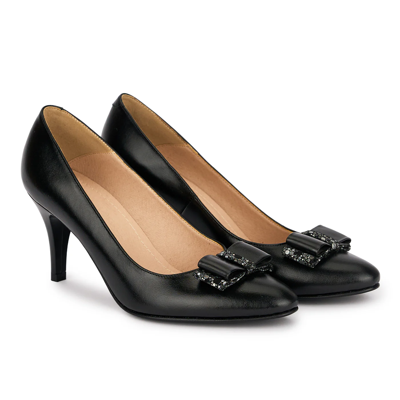 Pantofi dama din piele naturala neagra cu toc subtire 7.5 cm 18854 - Image 4