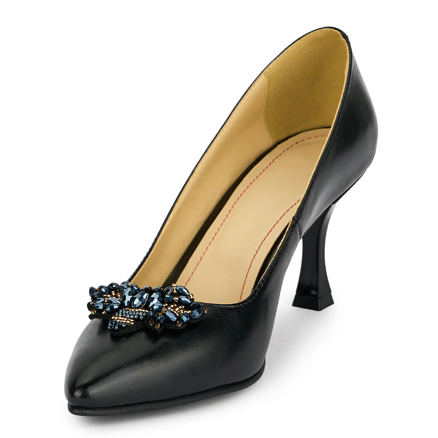 Pantofi dama din piele naturala neagra cu toc subtire 7.5 cm 19460 - Image 3