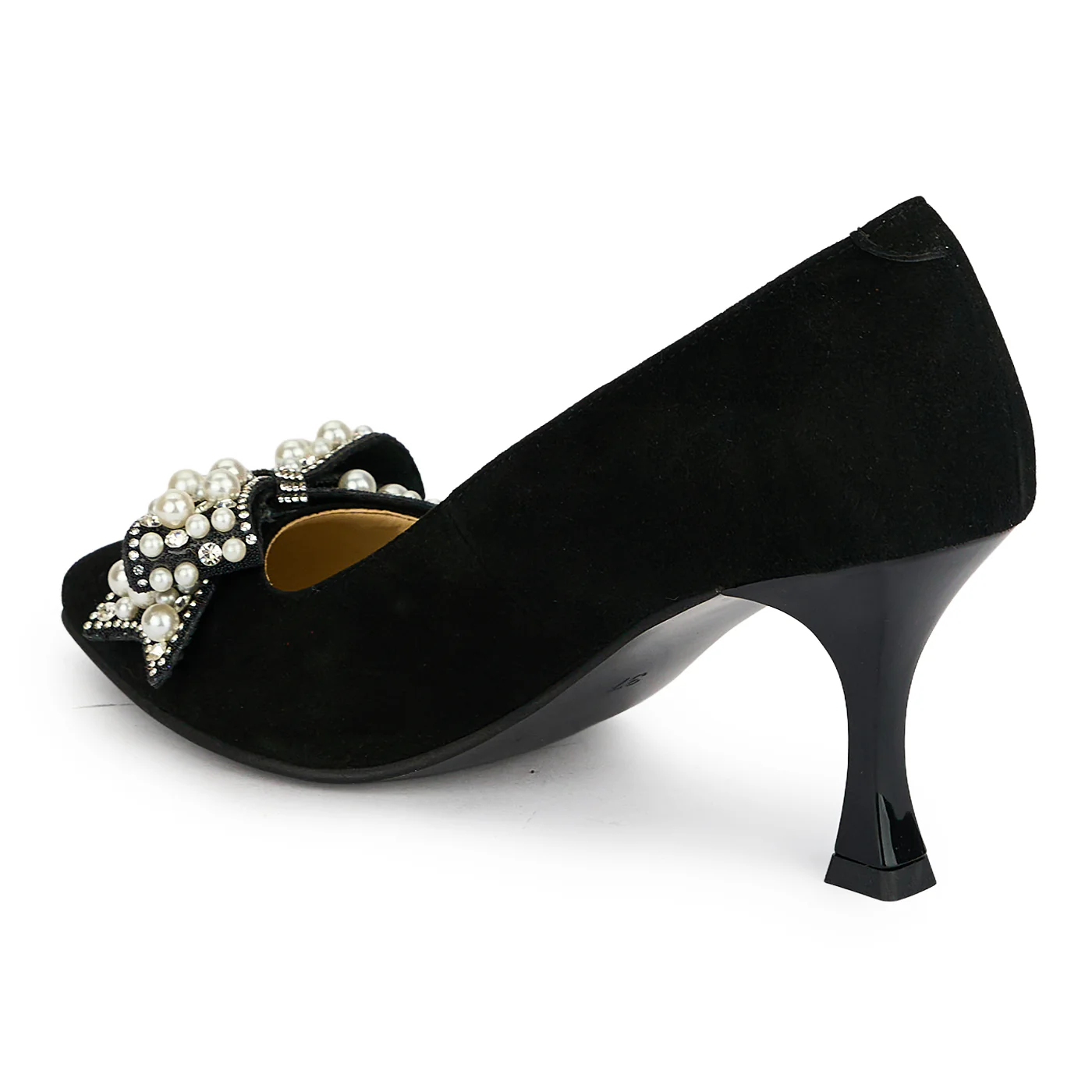 Pantofi dama din piele naturala neagra cu toc subtire 7.5 cm 19473 - Image 3