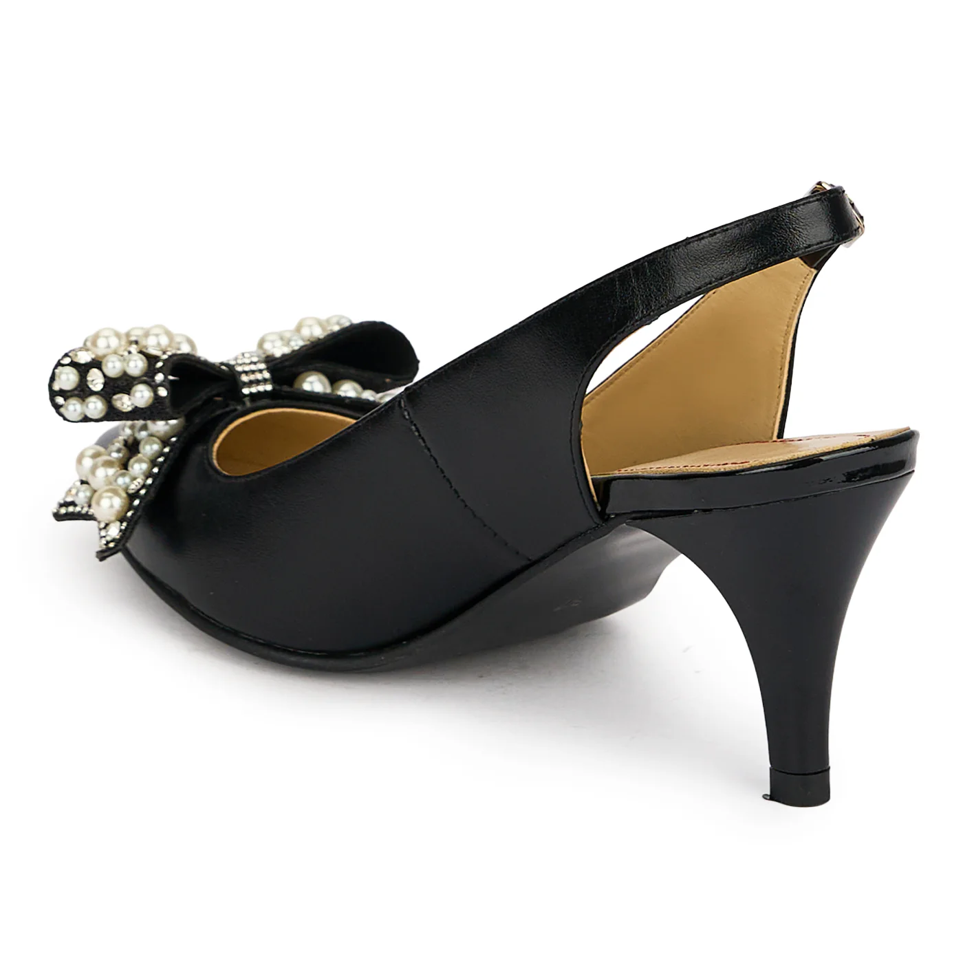 Pantofi dama din piele naturala neagra cu toc subtire 7.5 cm 19863 - Image 2
