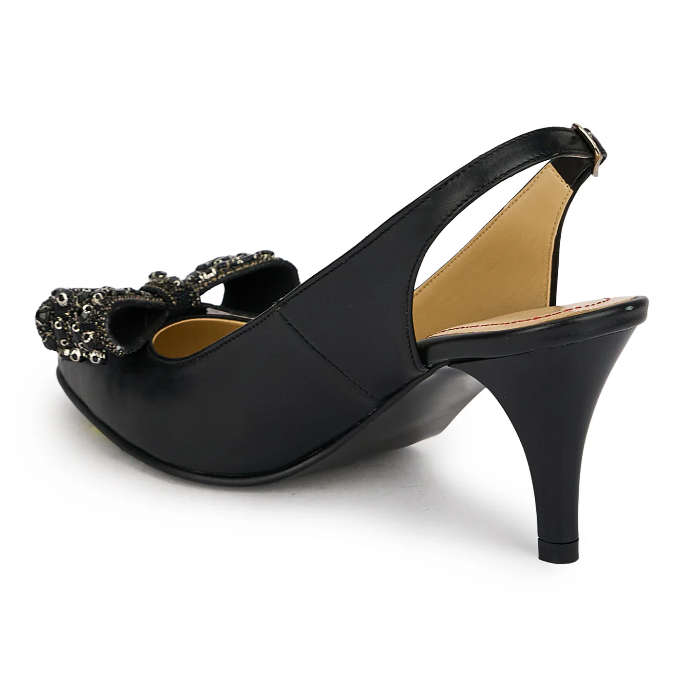 Pantofi dama din piele naturala neagra cu toc subtire 7.5 cm 19867 - Image 2