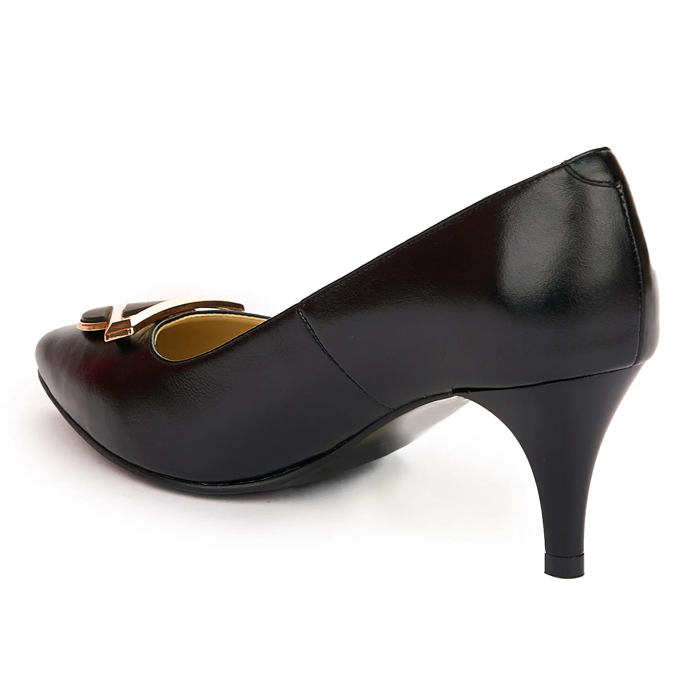Pantofi dama din piele naturala neagra cu toc subtire 7 cm 13789 - Image 2
