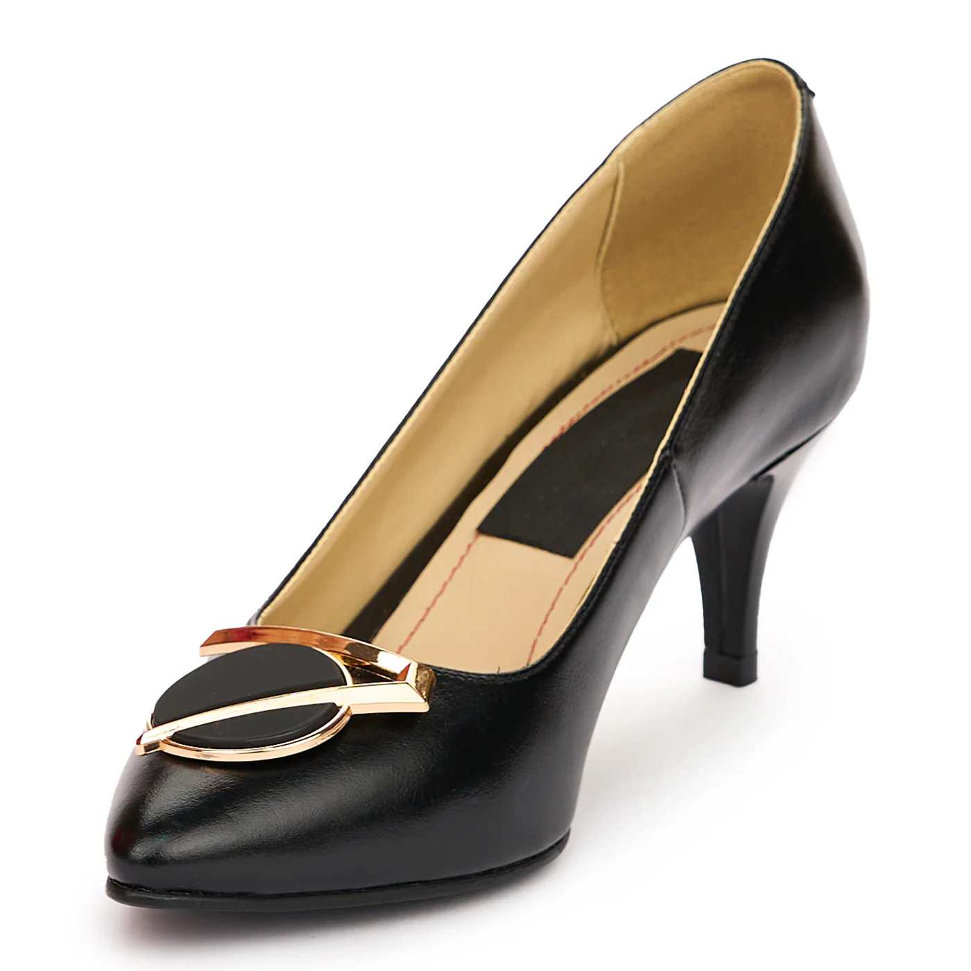 Pantofi dama din piele naturala neagra cu toc subtire 7 cm 13789 - Image 3