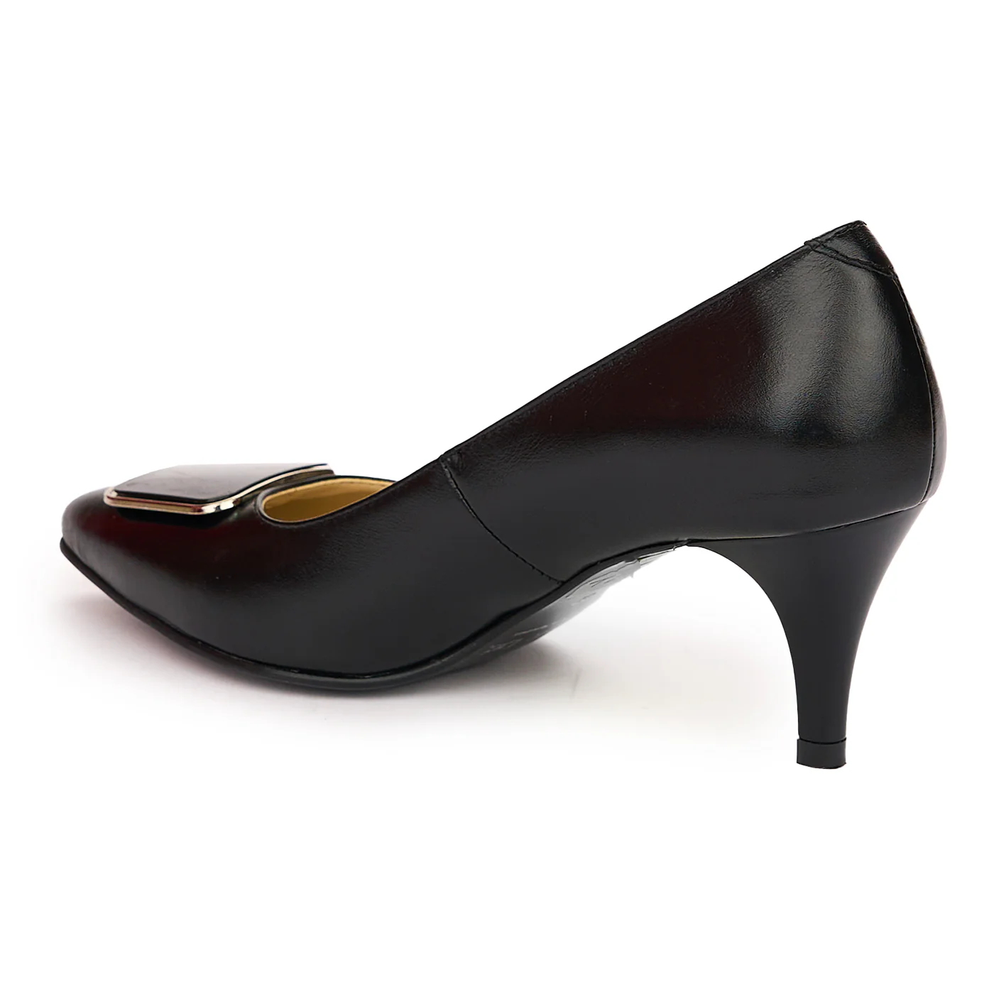 Pantofi dama din piele naturala neagra cu toc subtire 7 cm 13805 - Image 2