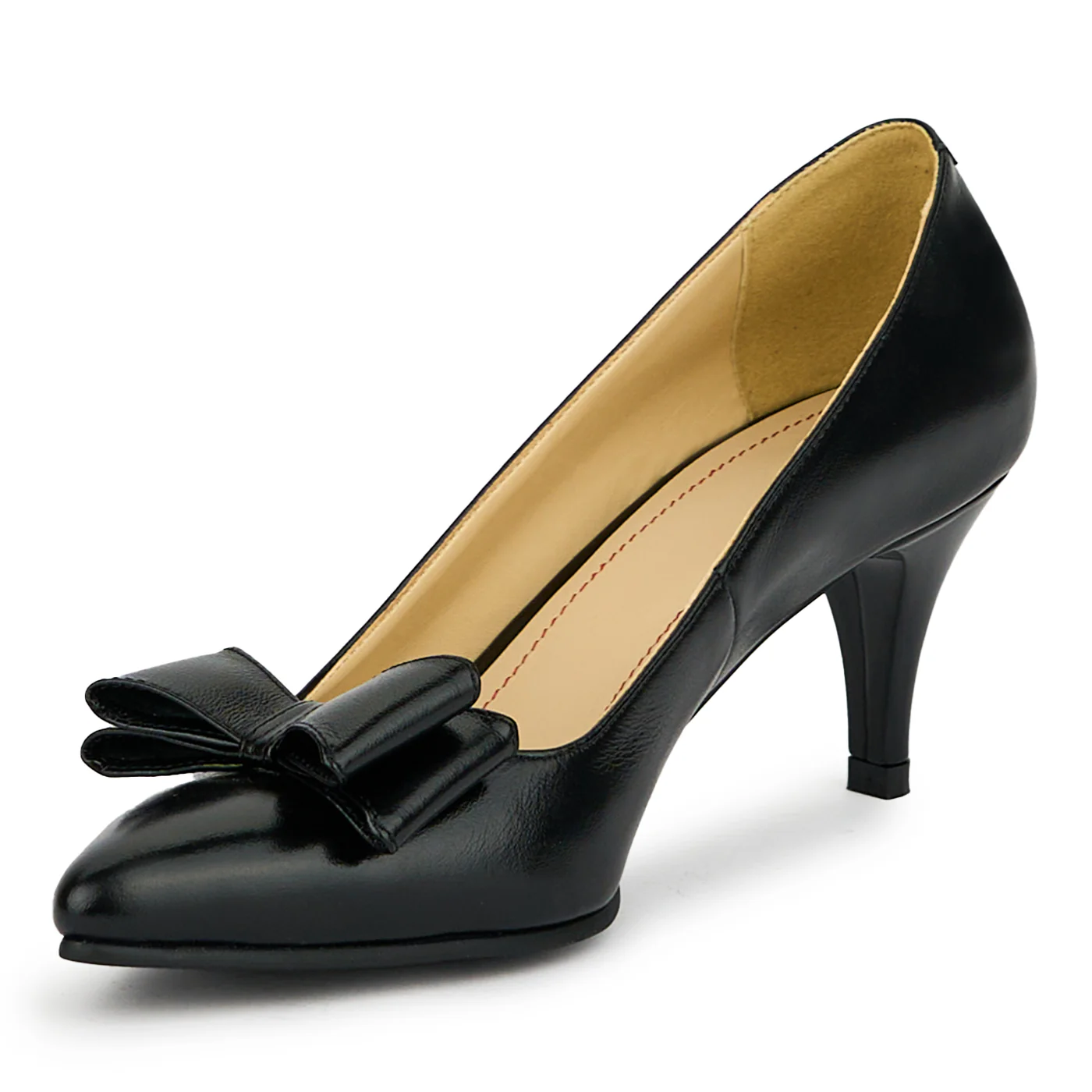 Pantofi dama din piele naturala neagra cu toc subtire 7 cm 15058 - Image 3