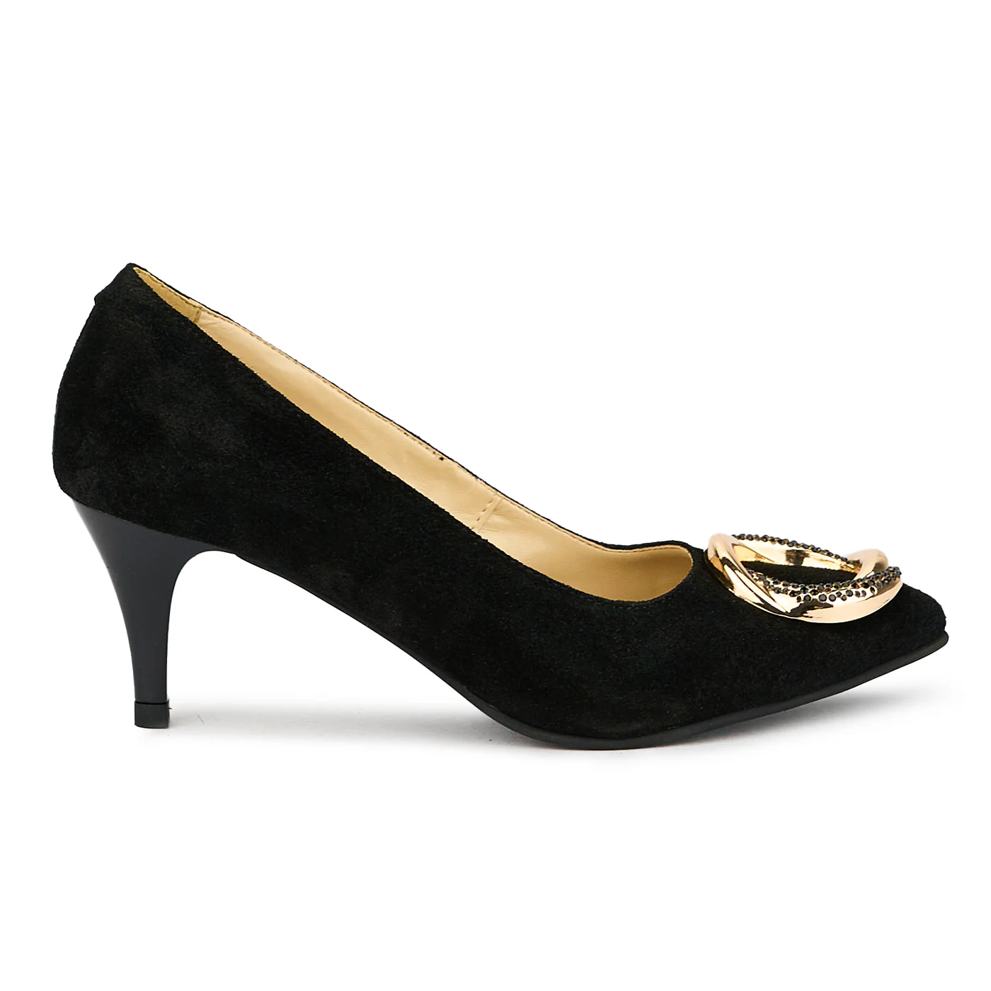 Pantofi dama din piele naturala neagra cu toc subtire 7 cm 15116