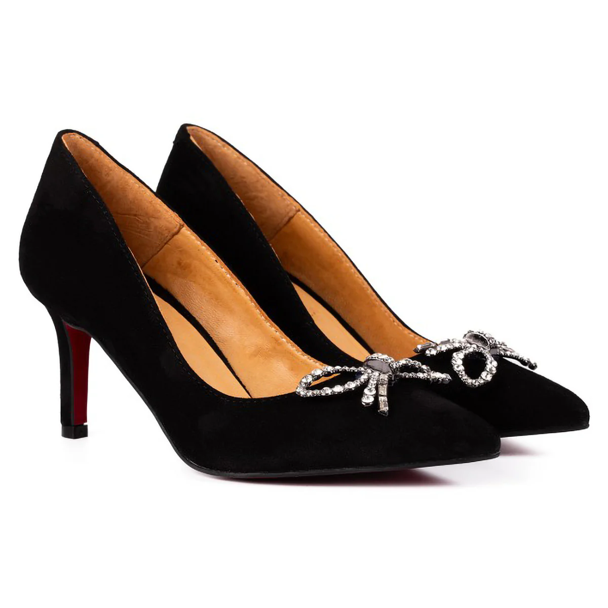 Pantofi dama din piele naturala neagra cu toc subtire 7 cm 15781 - Image 3