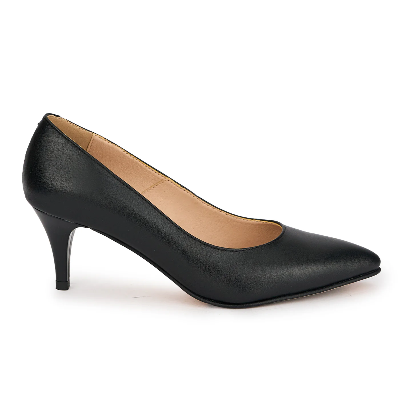 Pantofi dama din piele naturala neagra cu toc subtire 7 cm 19619