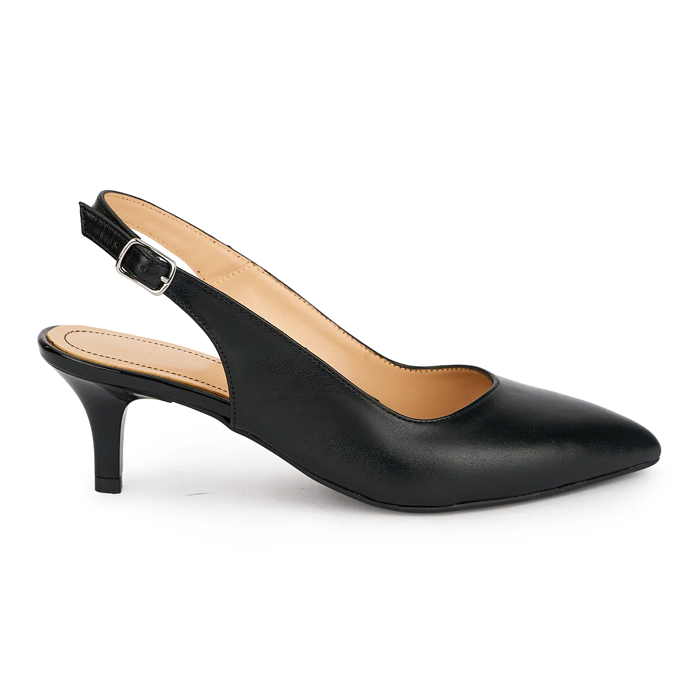 Pantofi dama din piele naturala neagra cu toc subtire 7 cm 19625