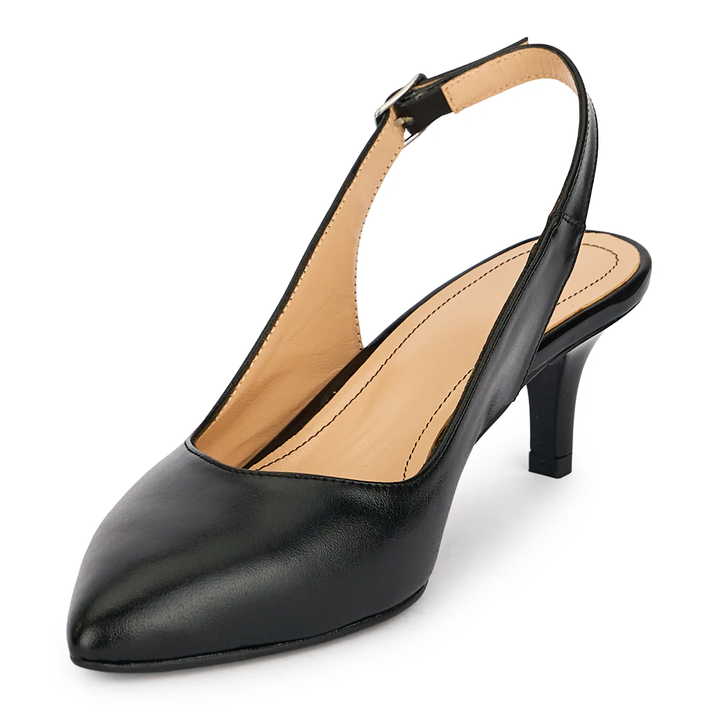 Pantofi dama din piele naturala neagra cu toc subtire 7 cm 19625 - Image 3