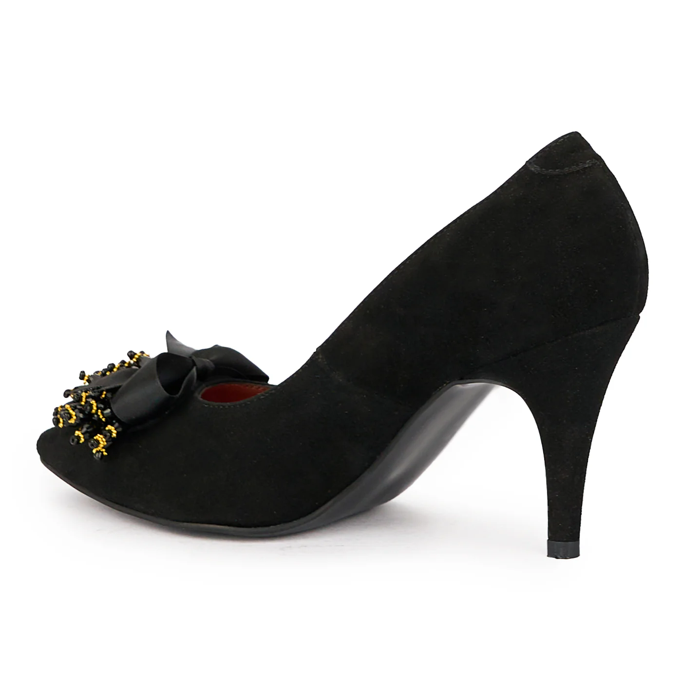 Pantofi dama din piele naturala neagra cu toc subtire 8.5 cm 15365 - Image 2