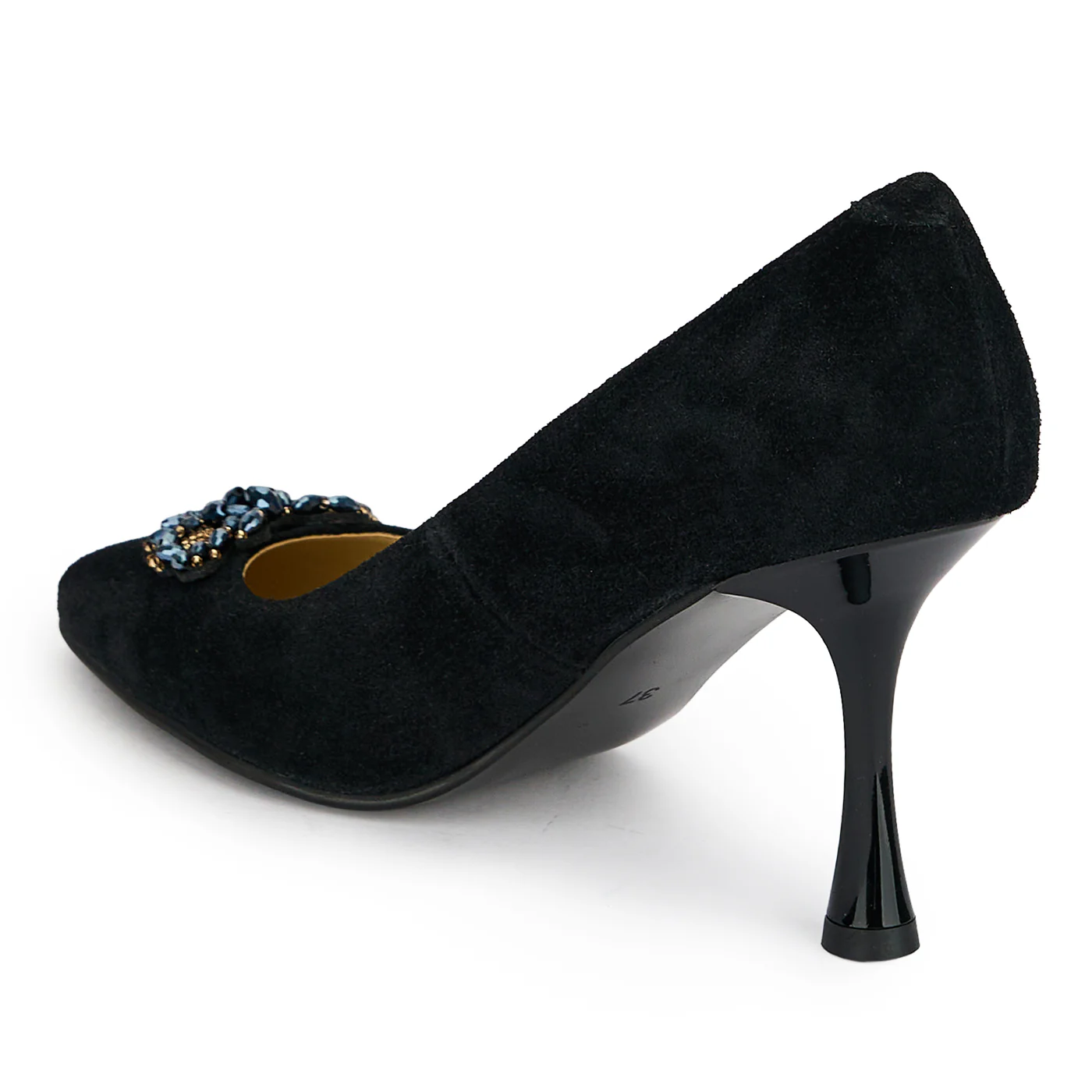 Pantofi dama din piele naturala neagra cu toc subtire 8.5 cm 19454 - Image 2