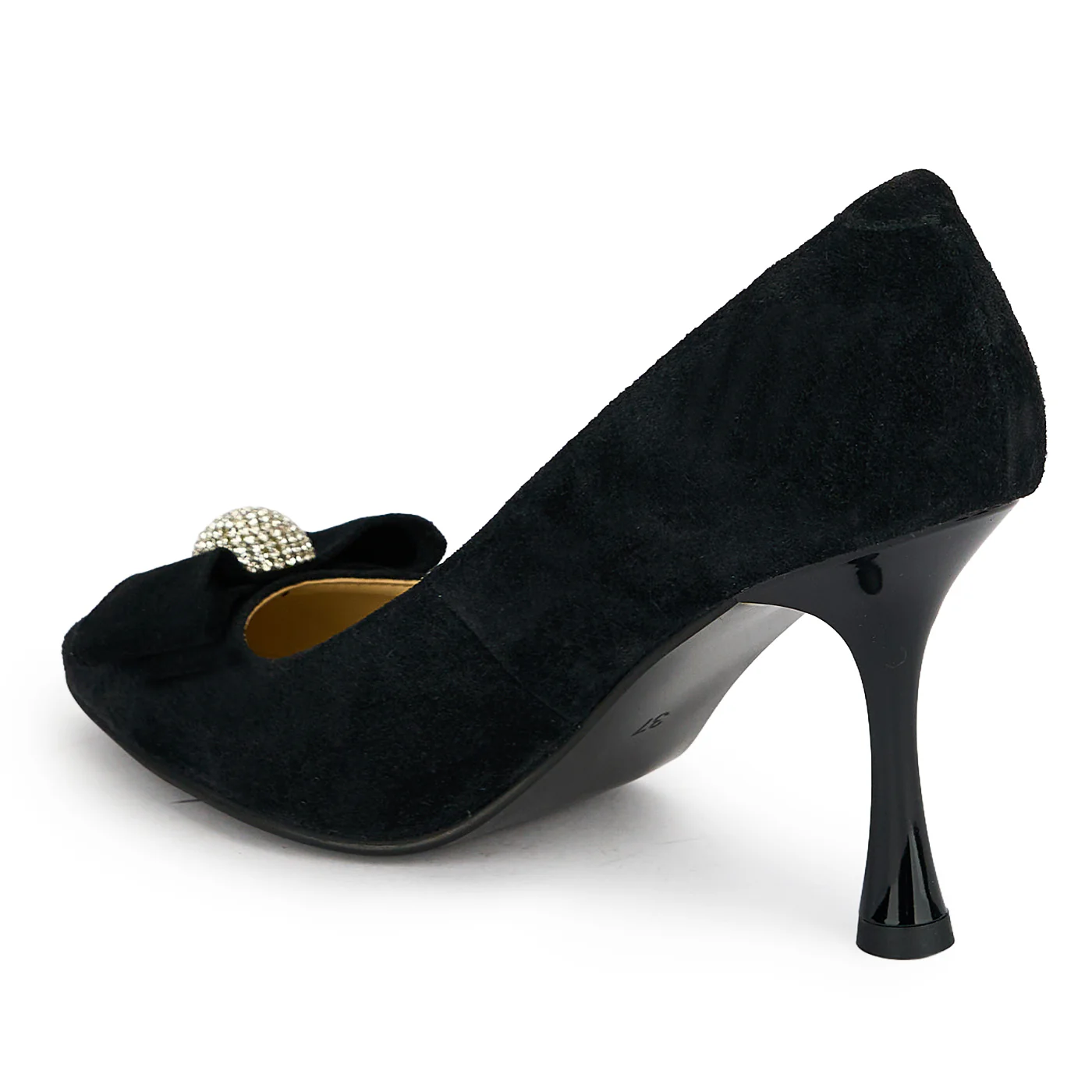 Pantofi dama din piele naturala neagra cu toc subtire 8.5 cm 19468 - Image 2