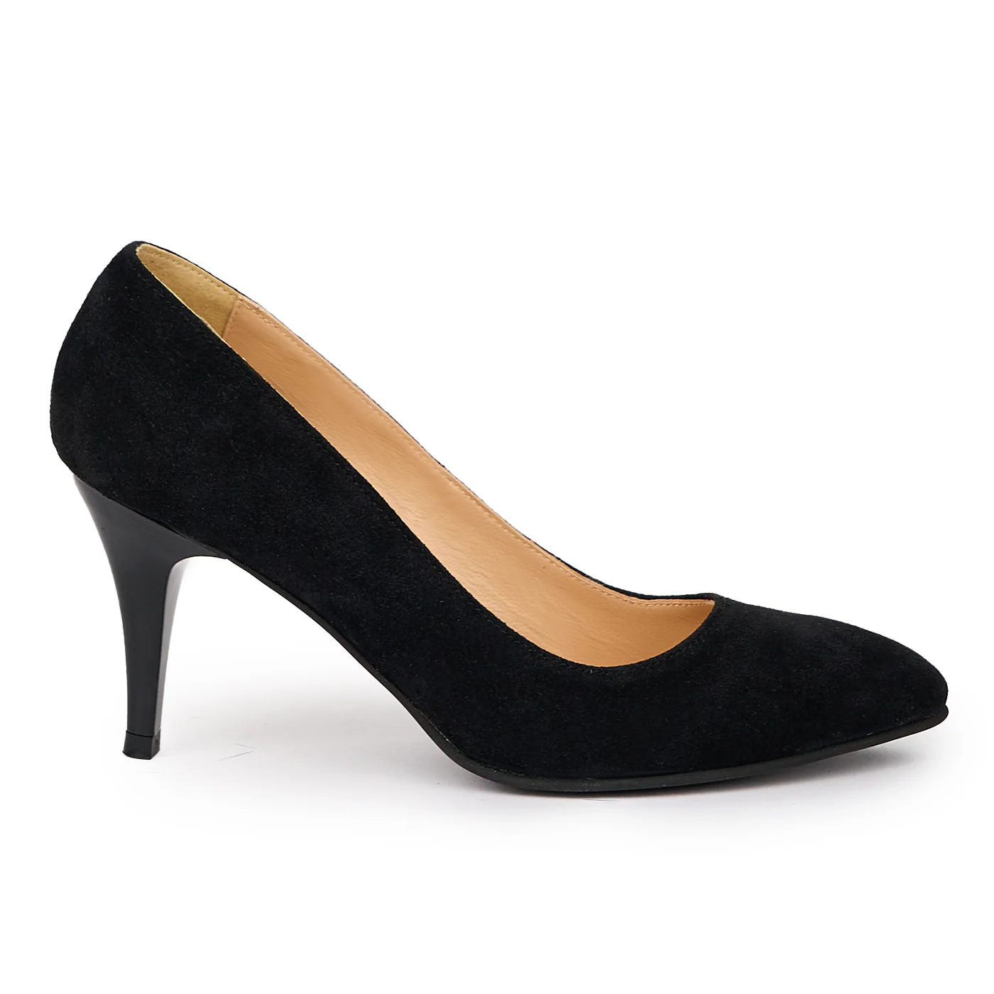 Pantofi dama din piele naturala neagra cu toc subtire 8.5cm 14355