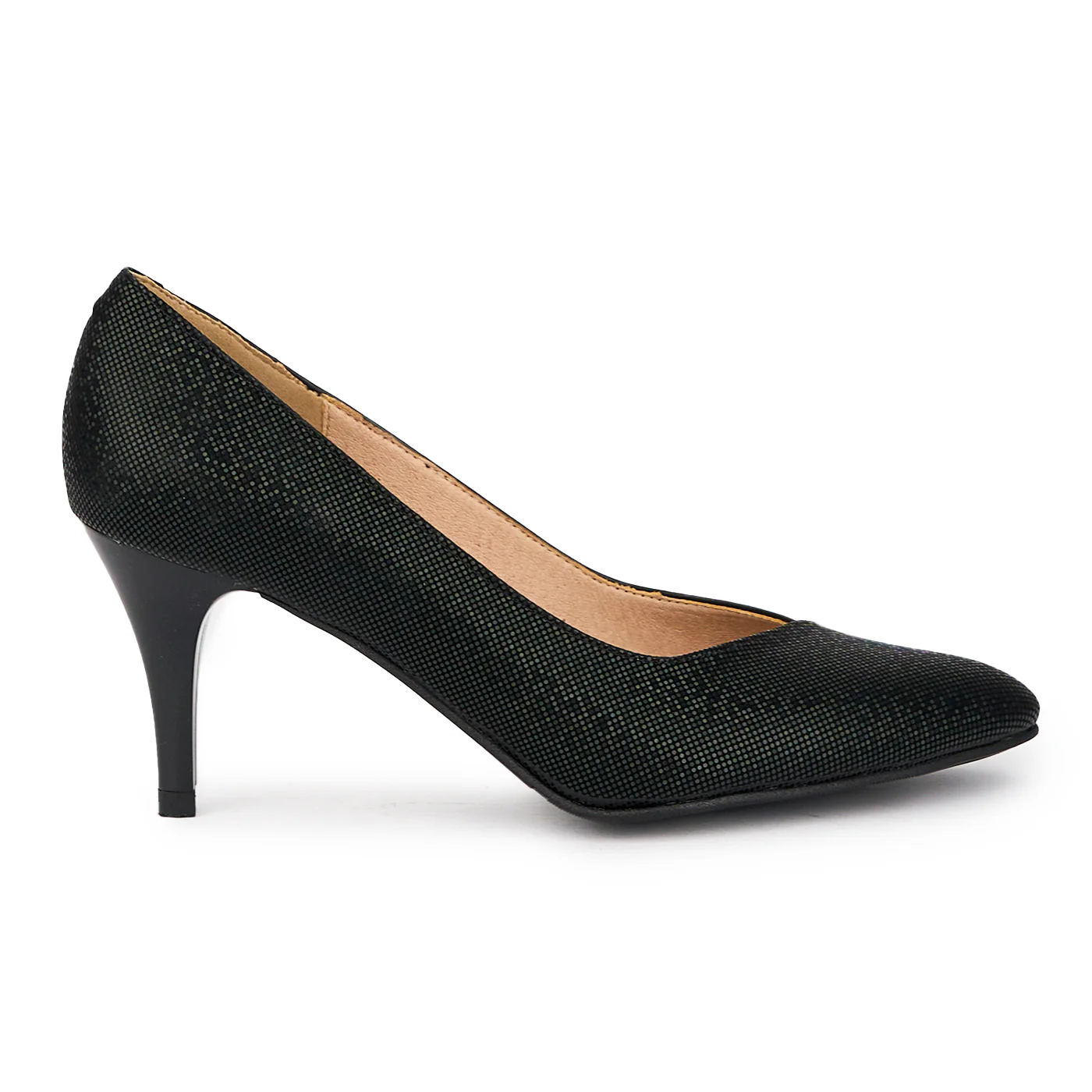 Pantofi dama din piele naturala neagra cu toc subtire 8 cm 15462