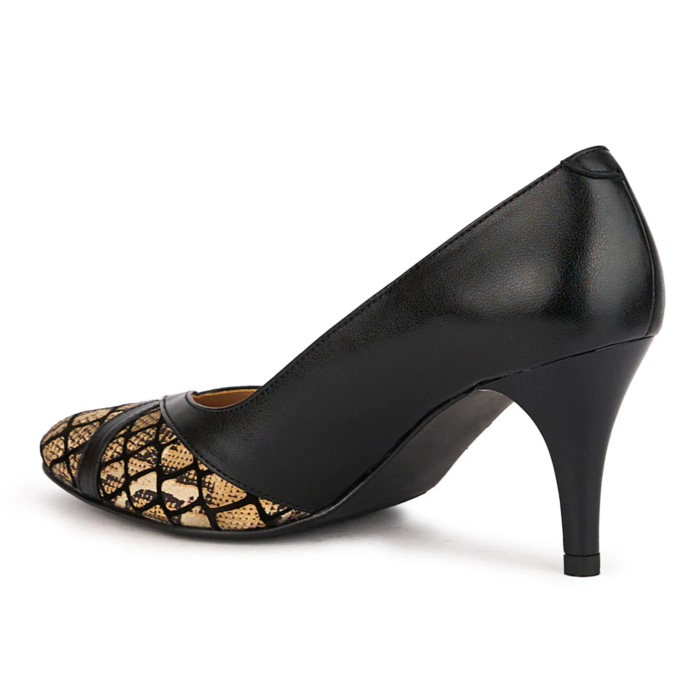 Pantofi dama din piele naturala neagra cu toc subtire 8 cm 16645 - Image 2