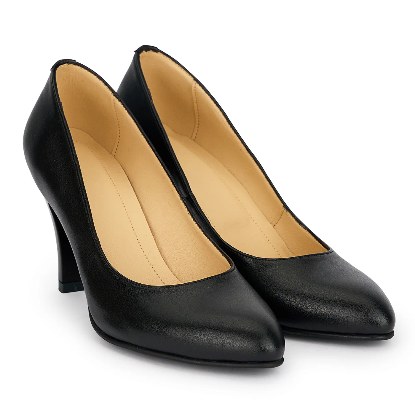 Pantofi dama din piele naturala neagra cu toc subtire 8 cm 19182 - Image 4