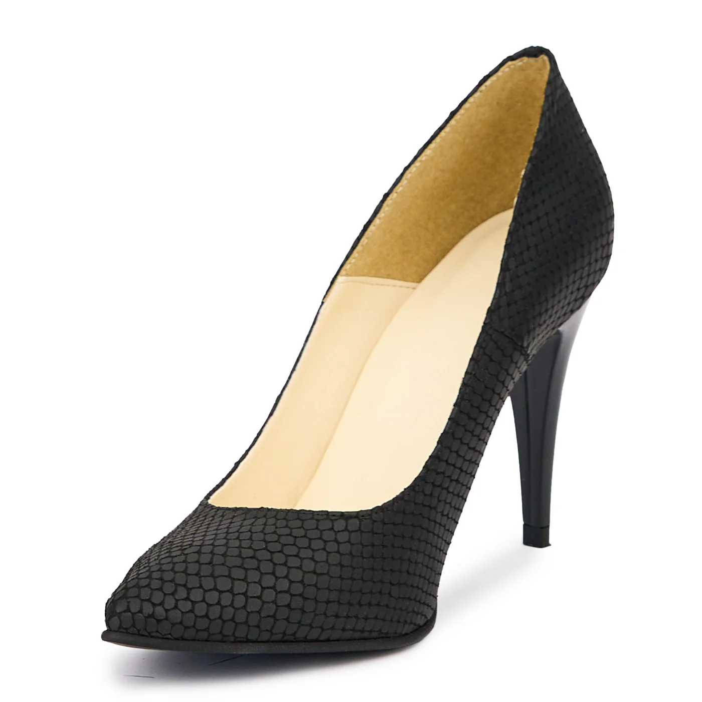 Pantofi dama din piele naturala neagra cu toc subtire 9.5 cm 14470 - Image 3