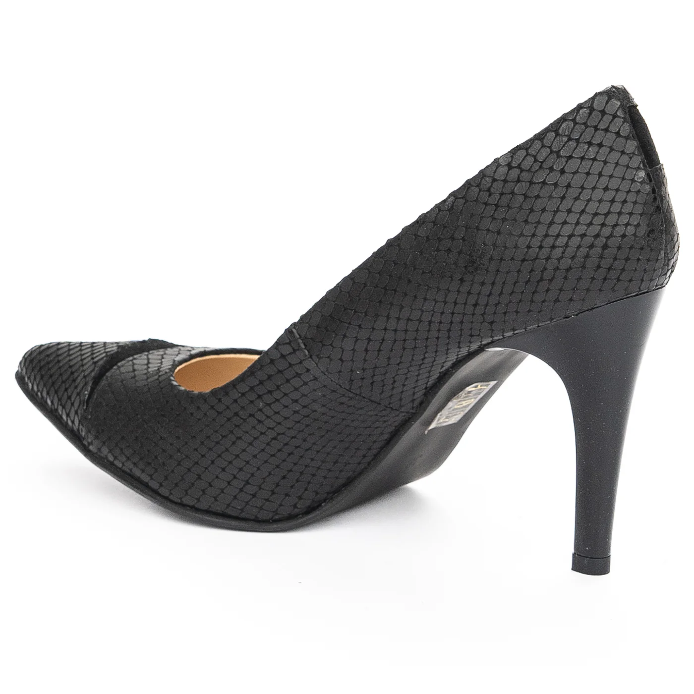 Pantofi dama din piele naturala neagra cu toc subtire 9 cm 13945 - Image 2
